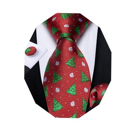 DiBanGu Red Christmas Tree Necktie Christmas Neck Tie Holiday Festival Tie Vacation Xmas Necktie