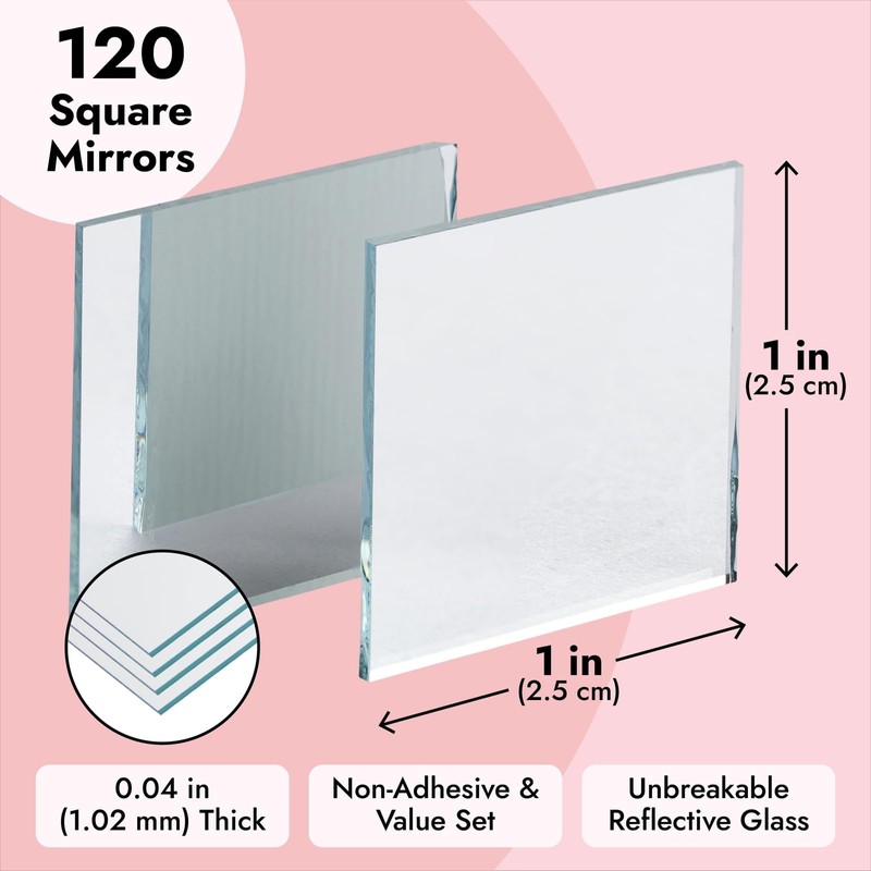 Juvale 120 Pack Mini Square Mirror Tiles - 1x1 inch