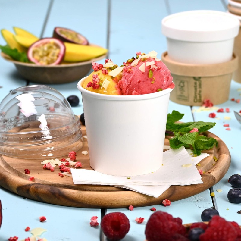 BIOZOYG 50 x Cardboard Ice Cream Cups, 250 ml, Brown,