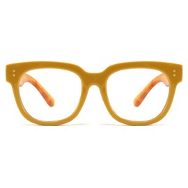 FEISEDY Retro Square Thick Big Frame Blue Light Blocking Reading Glasses Anti Glare Digital Eyestrain Reader B2523 (Mix Amber, 2.50x)