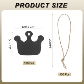 MECCANIXITY 100Pcs Kraft Paper Gift Tags with String,2.4x2 Inch Crown Paper Labels Black Gift Bags Tag for Price Tags,Christmas Gifts, DIY Crafts, Wedding, Party Favors