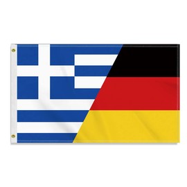 Large 90 x 150 cm Germany Greece Flag, Large 150D German Greece Friendship Banner, Durable Germany Flag Doube Side Print Decor Brass Eyelets Large Greece