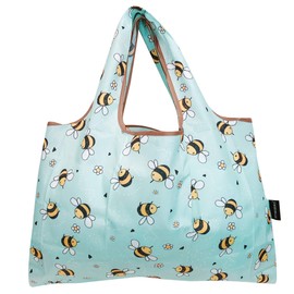 allydrew Large Foldable Tote Nylon Reusable Grocery Bag, Bumble Bees