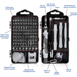 Juego de Destornilladores | Set Destornilladores Precisión 115 en 1 | Kit de Herramientas Magnéticas Precision de Reparación de Bricolaje Profesional para Teléfono/Reloje/Juguete/Cámara/Gafas/Tableta