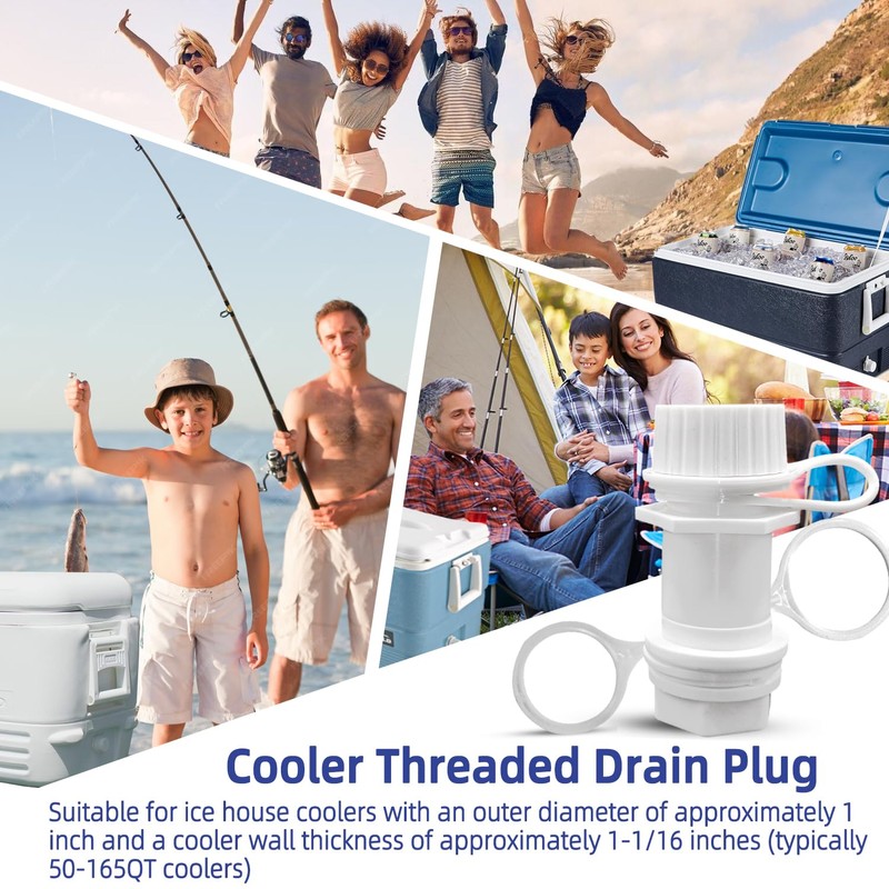 Threaded Drain Plug with Plastic Tethered Cap for Cooler, with