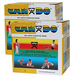 CanDo Twin-Pak Latex-Free Exercise Band, Gold, 100 Yard