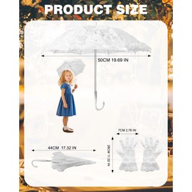 Pateekate Mini Lace Parasol for Girls Ages 3-10 – Small Decorative Umbrella for Kids, White Victorian-Style Sun Parasol for Dress-Up, Party, Photoshoot, Not for Rain