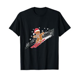 Gingerbread Man Christmas Skiing Down Gifts Winter Xmas Kid T-Shirt