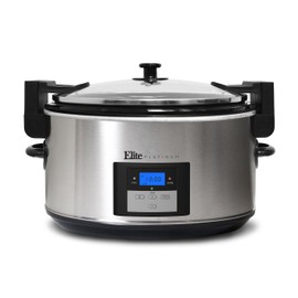 Maxi-Matic Elite Platinum MST-900VXD 8.5-Quart Stainless Steel Programmable Slow Cooker w/Locking Lid, Black