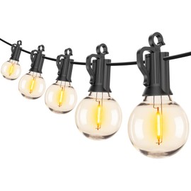 Brightown (2 Pack Outdoor String Lights - Globe Patio Lights 30 Ft with 30 G40 Shatterproof Bulbs, Waterproof Connectable Commercial Hanging Lights for Backyard Bistro Porch Cafe Deck