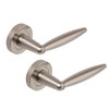 Excel Centaur Passage Door Handles on Round Rose, Satin Nickel
