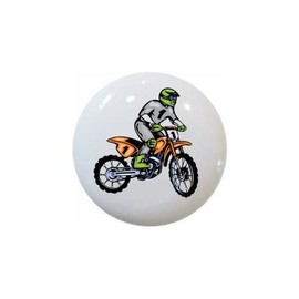 Design #01 - Motocross Dirt Bike Motorcycle - DECORATIVE Glossy CERAMIC Cupboard Cabinet PULLS Dresser Drawer KNOBS