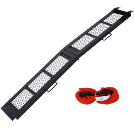 D0100H5GXY2 Steel Folding ATV Ramp 80 In Black 500 Lbs Capacity For Pick Up Truck Motorcycle Loading Ramp PackColor: as Pic Color