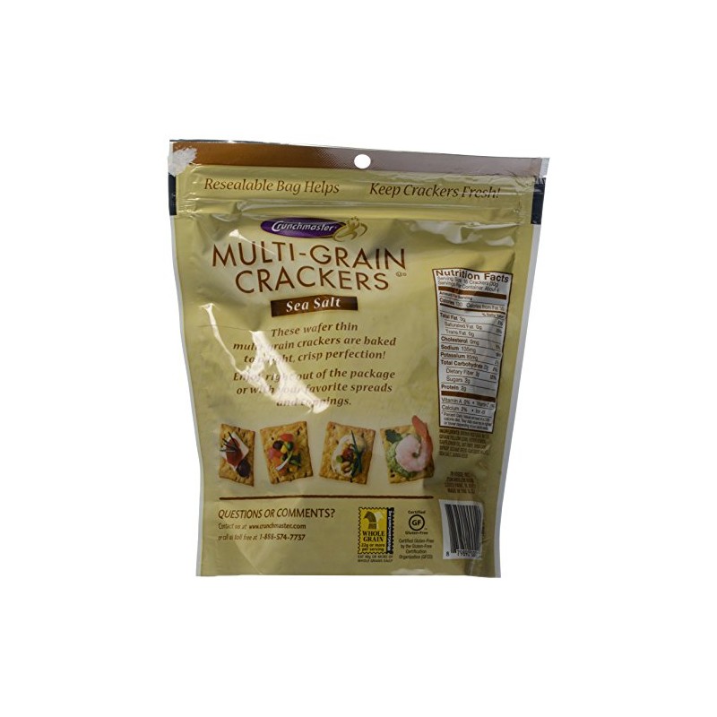 Crunchmaster Multi-Grain Crackers, Sea Salt, 4.5 Ounce (Pack of 6)