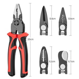 NNOVAT 5-PCS Plier Tool Set 5 in 1 Versatile Tool Kit Black&Red with Linesman Plier, Wire Stripper, Crimping Tools, Sheet Metal Shear