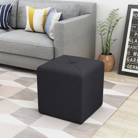 Christopher Knight Home Cayla Fabric Square Ottoman, Dark Charcoal