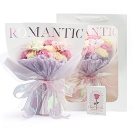 LOZIZI Soap Flower, Carnation, Mother's Day, Artificial Rose, Non-Withering Flower, Popular, Soap Flower, Message Card Included, Handbag Included