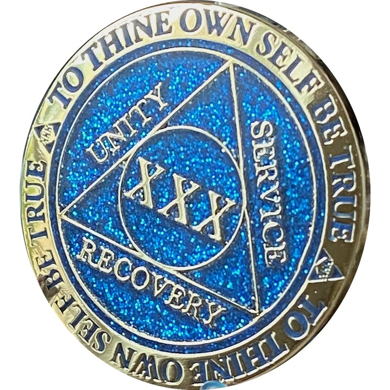 GORLENKE30 Year AA Medallion Reflex Blue Glitter Gold Plated Color