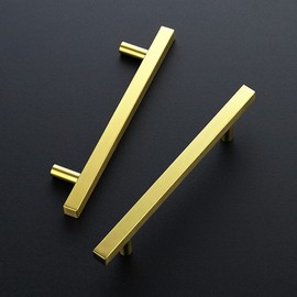 Ravinte 20 Pack 7.38 Inch Square Cabinet Pulls Brushed Brass Stainless Steel Kitchen Drawer Pulls Cabinet Handles 7-3/8”Length,5” Hole Center