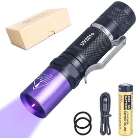 LIGHTFE Blacklight UV Flashlight 365nm UV301D for UV Glue Curing, Rock and Mineral Fluorescent Glowing, Pet Urine Detector, AC Leak Detector