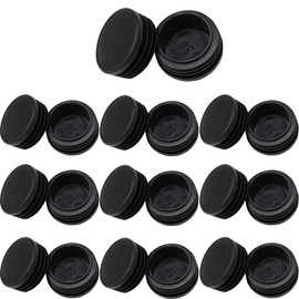 MUZIEBA 1 1/2 " Round Tubing Plug End Caps, 20 Pack Tubing Post End Cap, Dia.38mm Black Plastic Round Plugs, Chair Glide Floor Protector