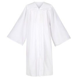 Erligo Unisex Matte Choir Robes for Church Adults, Graduation Gown Only for High School and Bachelor (63, White)