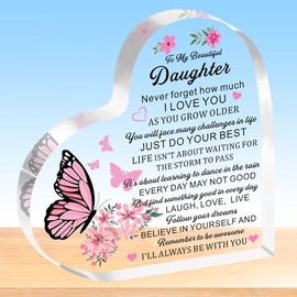 HULALA Inspirational Daughter Gifts From Mum Dad To My Daughter Heart Acrylic Plaque,Daughter Gifts For Women Girls Adult,Daughter Birthday Gifts, Daughter Christmas Graduation Presents
