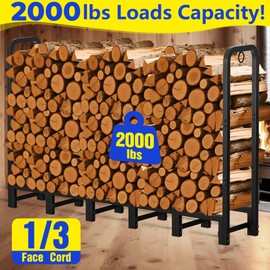 Amagabeli 6ft Firewood Rack Outdoor Heavy Duty Fire Wood Rack Log Holder Organizer Stand for Fireplace Indoor Adjustable Metal Wood Pile Lumber Storage Organizer Stacker for Patio Porch Black