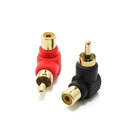 2 Pack RCA Right Angle Adapter (Red / Black) [Gold Plated] 90 Degree Angle Conversion Adapter