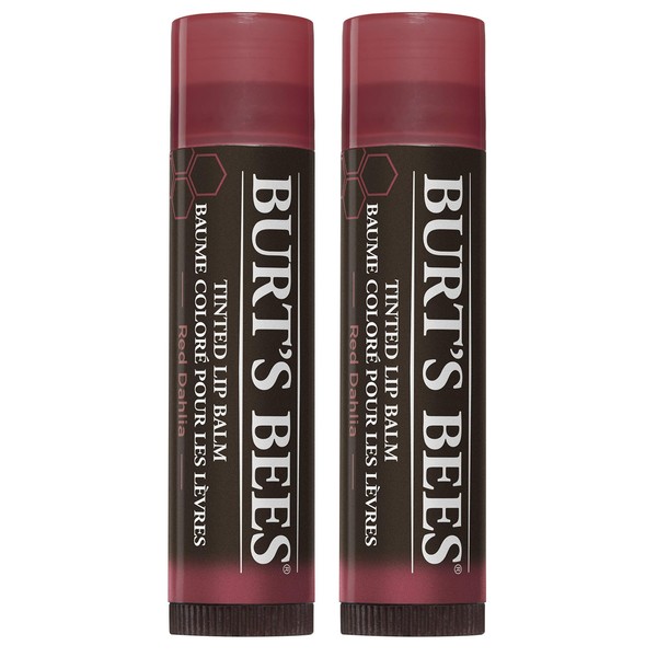 Burt's Bees 100% Natural Tinted Lip Balm, Red Dahlia, 0.15 Oz, Pack of 2