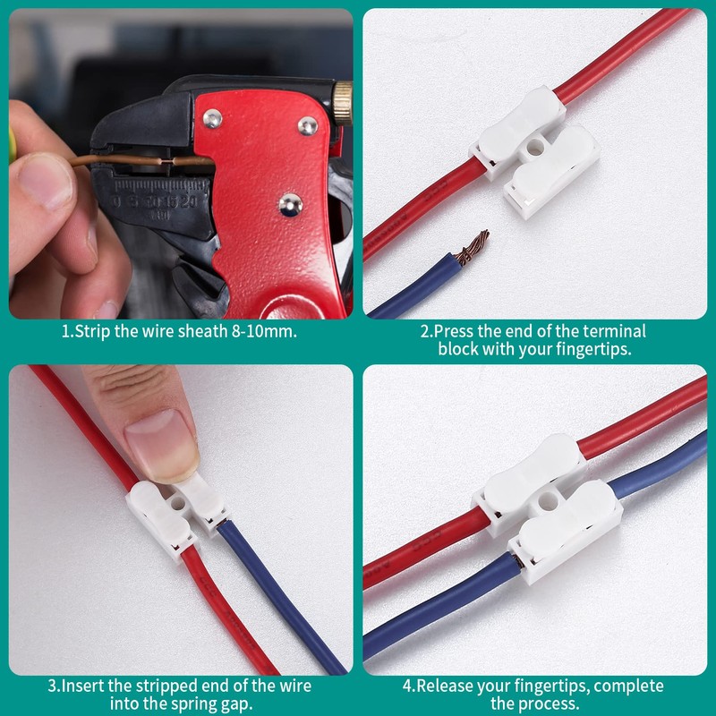 80 PCS CH2 Quick Connector Spring Wire Connectors Block, Electrical