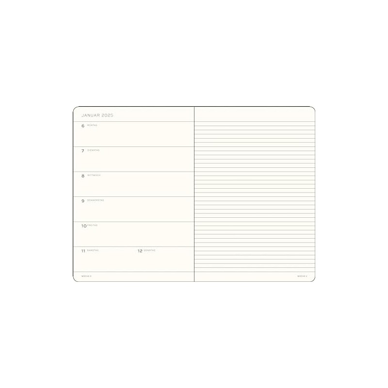 LEUCHTTURM1917 370620 Weekly Calendar & Notebook 2025, Medium A5 Softcover
