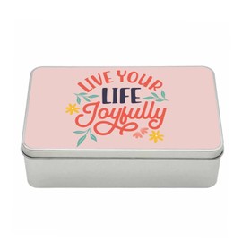 Fabulous Dose aus Metall, Rosa – Live Your Life Joyfully Typografie Botschaft Positivität Bien Etre Good Vibes – 11 x 18,5 x 5,5 cm – Aufbewahrungsbox, Schlüssel, Werkzeug, Brotdose, Zucker, Kekse