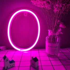 LED Pink Neon Letter Signs Words Neon Lights Alphabet Letter Sign Battery/USB Operated LED Marquee Word Neon Lamps Party Accessories Wall Hanging Decor for Birthday Wedding Party Bar Bedroom (O)