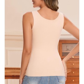 LIRASDIS Tank Tops for Women, Underwear Sleeveless Camisole Tops Base Layer (US, Alpha, Medium, Regular, Regular, Nude)