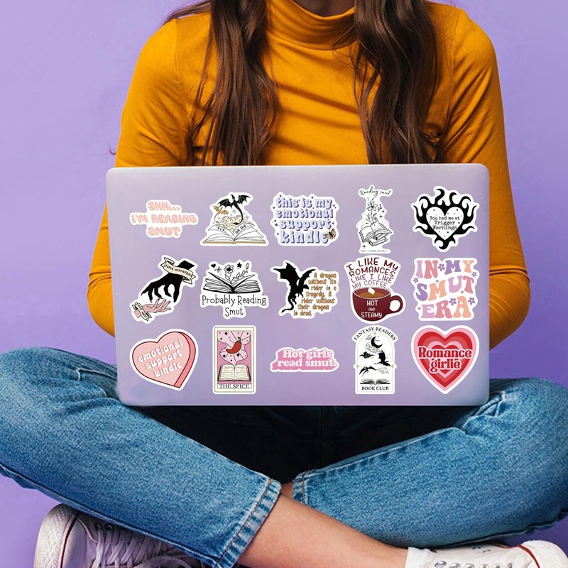 50 Pcs Bookish Smutty Stickers Set Fun, Sassy Quotes and