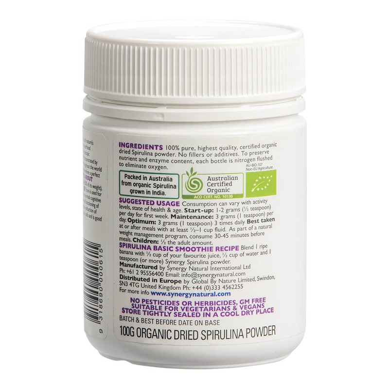 Synergy Natural 100% Organic Spirulina, 200 Tablets (500mg)