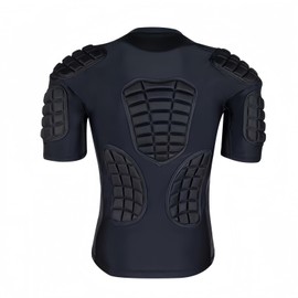 Topeter Rash Guard Sports Padded Compression Shirts, Impact Protection Goalie Shirt for Football, Softball, Rugby Black XL