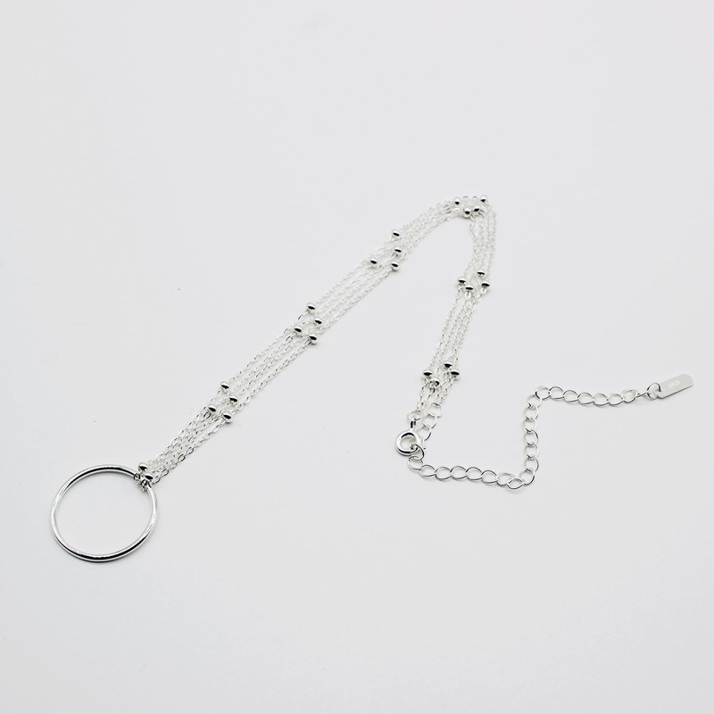 R.Universe 925 Sterling Silver Folded Double Chain CHOKER Necklace with