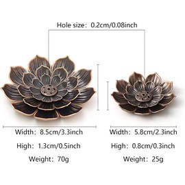 2Pcs Brass Lotus Incense Holder,Detachable Sticks Incense Burner Ash Catcher,Brass Stick Incense Burner Lotus Incense Burner,Lotus Brass Stick Incense Burner Holder Incense Burner with Ash Catcher