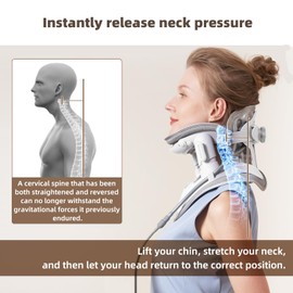 zenopax Cervical Neck Traction Device,Neck Stretcher for Neck Traction and Support,with Air Pump and 8 Built-in Airbag Support,Adjustable Neck Traction Devices for Home Use to Relieve Neck Pain