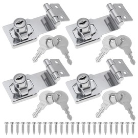 OTOTEC 4Pcs 3 Inch Keyed Hasp Lock 90 Degrees Lock Hasp Safety Door Clasp Knob Shed Locks for Cabinets Door Cupboard Drawer Gate