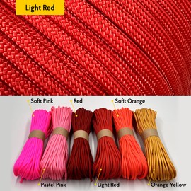 EdcX Paracord 4mm, 35+ Solid Colors (10m, 15m, 30m, 50m, 100m, 300m) | Ideal for Crafting, DIY, Camping, Survival, Outdoor | 100% Nylon Rope 4mm | Tactical Cord 550 Type III (Light Red, 10 m)