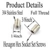 RuiLing 25PCS 1/4-20x3/8" Hexagon Hex Socket Set Screws 304 Stainless
