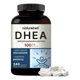 Suplemento DHEA 100 mg – 240 Cápsulas de Alta Potencia – Sin Saborizantes ni Gluten