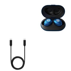 BoxWave Cable Compatible with Raycon Everyday Earbuds - DirectSync PD Cable (3ft) - USB-C to USB-C (100W), Type C Braided 3ft Charge and Sync Cable - Jet Black