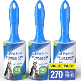 PetLovers Extra Sticky Lint Roller Value Set 270 Sheets for Pet Hair Removal, Dog and Cat Lint Remover 3 Pack