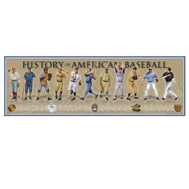 History of American Baseball Poster - 11 3/4" By 36" Timeline Print