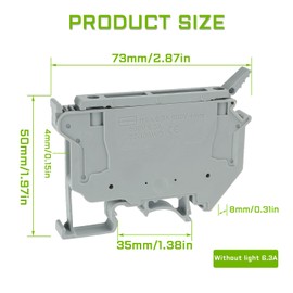 EPLZON UK5-HESI UK5RD Without LED DIN Rail Fuse Terminal Base Disconnect Terminal Block Screw Clip Without Led Light(Pack of 20pcs,Grey)