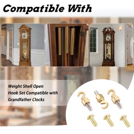 SeDeplacer Weight Shell Open Hook Compatible with Grandfather Clocks - 5 mm thread(Set of 3 Shell Open Hook and bolt)